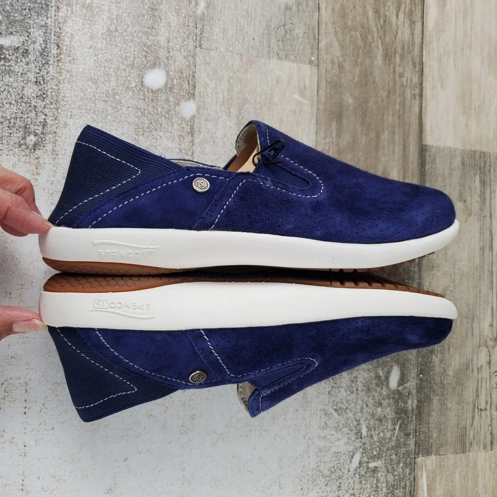 Spenco Siesta Convertible Womens Shoes Sz 6 Patriot Blue Suede Slip On Sneakers